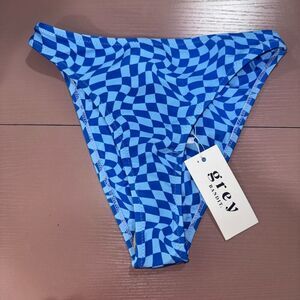 Grey Bandit Blue Checkered Bikini Bottoms